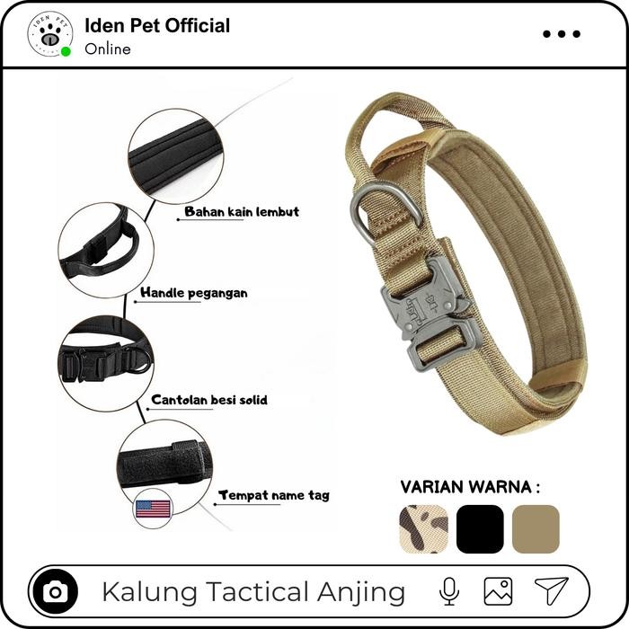 Mumpung Murah Kalung Anjing Besar Kecil Kuat Harness Rompi Tuntun Militer Tag Nama Dog Army Collar -
