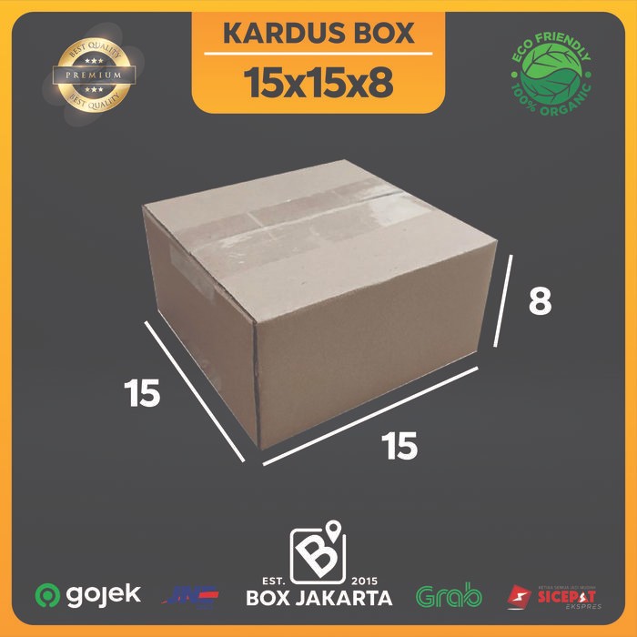 

KARDUS BOX uk 15x15x8 CM Kotak Packaging Corrugated SHEET POLOS