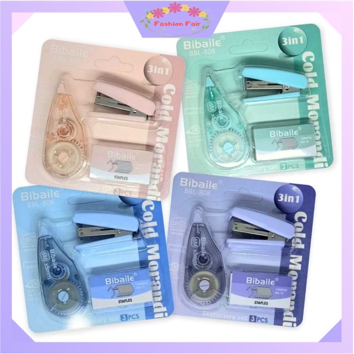 

Fashion Fair - S6336 (RANDOM) Set Correction Tape & Stapler / Set Alat Tulis Staples & Pita Koreksi / Perlengkapan Staples & Isi Staples