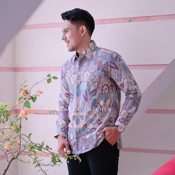 Kemeja Batik Pria Lengan Panjang Batu Raden Exclusive - Lavender, L