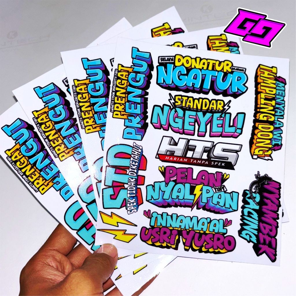 

STIKER PACK ISI 9 + 2 PETIR STD STANDAR NGEYEL PRENGAT PRENGUT NYAMBEK HTS INNAMA'AL USRI YUSRO TINGGAL TEMPEL