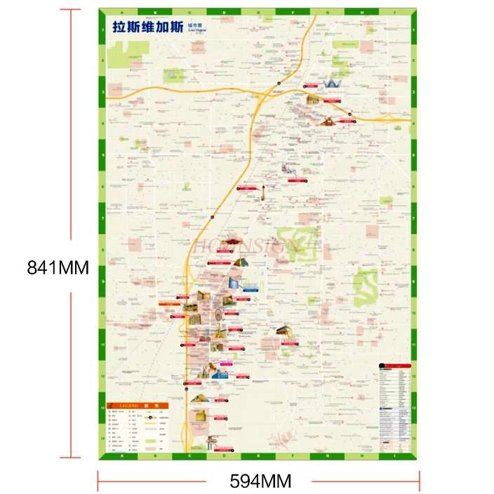 

Las Vegas Travel Map Nevada Attractions Travel Guide Chinese and English callouts