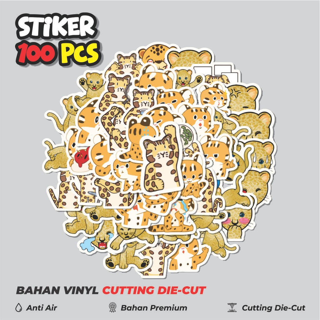 

Terbaru! 50 pcs Stiker Hewan Leopard [Macan Tutul] Dekorasi Lucu Kreatif untuk Notebook, Skateboard, HP