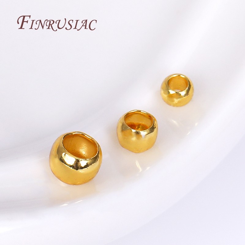 

100pcs 18K Gold Plated Ball Crimp End Beads,Crimps Beads,2mm 2.5mm 3mm Stopper Spacer Beads For DIY Jewelry Making Supplies