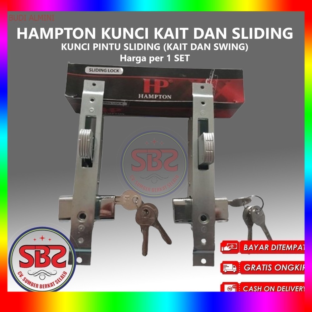 HAMPTON KUNCI PINTU ALUMUNIUM SLIDING MODEL KAIT DAN SWING