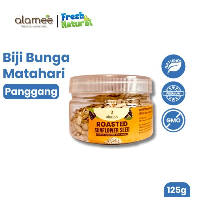 

ALAMEE Roasted Sunflower Seed Biji Bunga Matahari Kupas Oven Biji Kuaci Panggang PREMIUM 125gr fresh and natural
