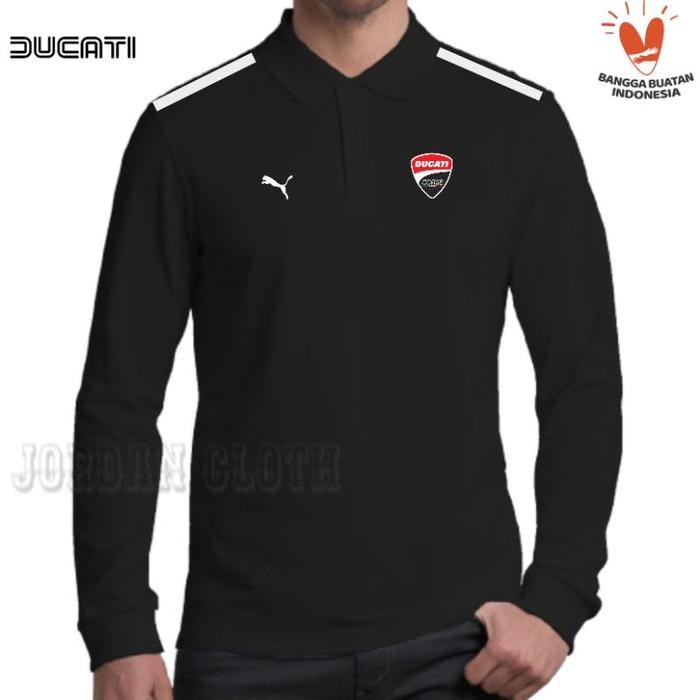 Longsleeve Polo shirt Tshirt Kaos Kerah Lengan Panjang Ducati Motorbike Garis Kaos Motor Polo Motor 