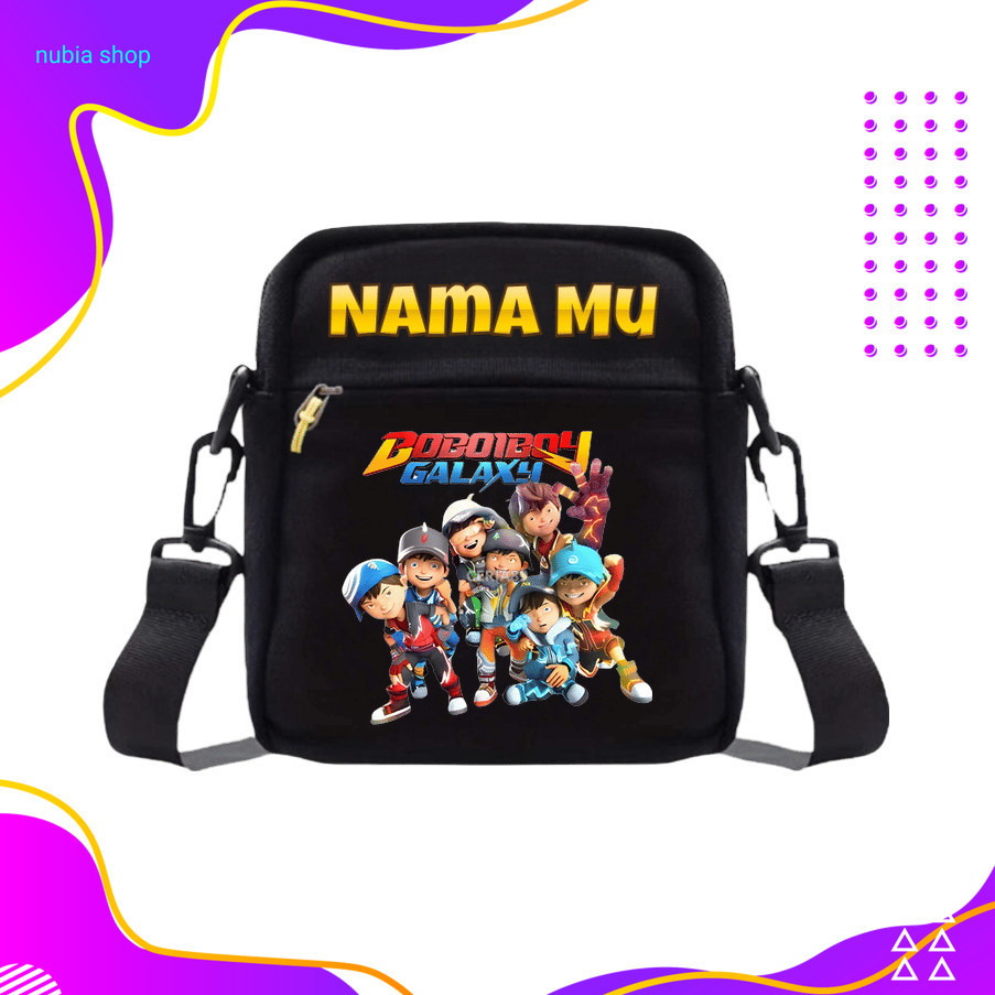 nubia Tas Selempang Mini Boboiboy Galaxy Ukuran Kecil Anak Laki-Laki - Mini Sling Bag Karakter Kartu
