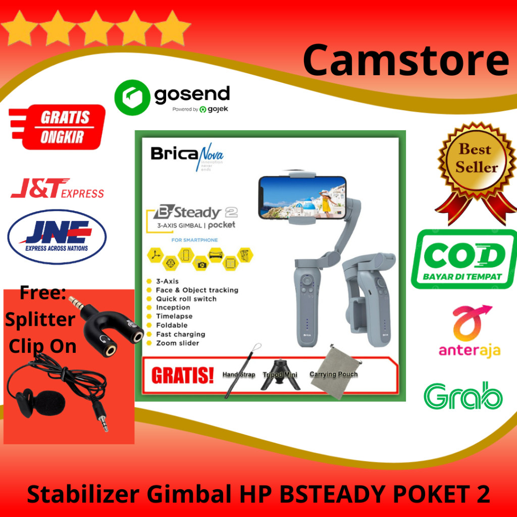 Brica B-Steady 2 Pocket Gimbal Stabilizer - Brica BSteady 2P - Brica B Steady Gimbal SmartphoneCO