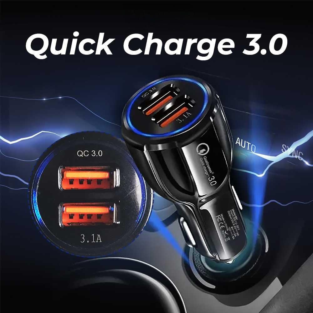 Cas Handphone HP Charger Mobil Motor Truk Bus Dual USB Port 3.1A QC3.0