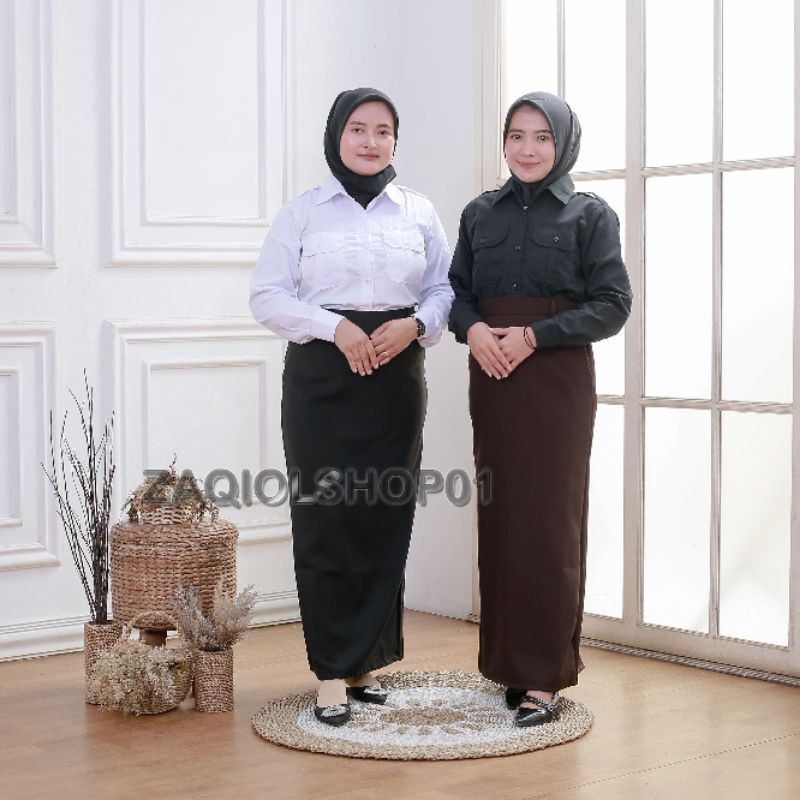 Baju Seragam Kemeja PDH Wanita Saku 2 Drill Panjang Net Tv Slimfit PDL Dinas Blus
