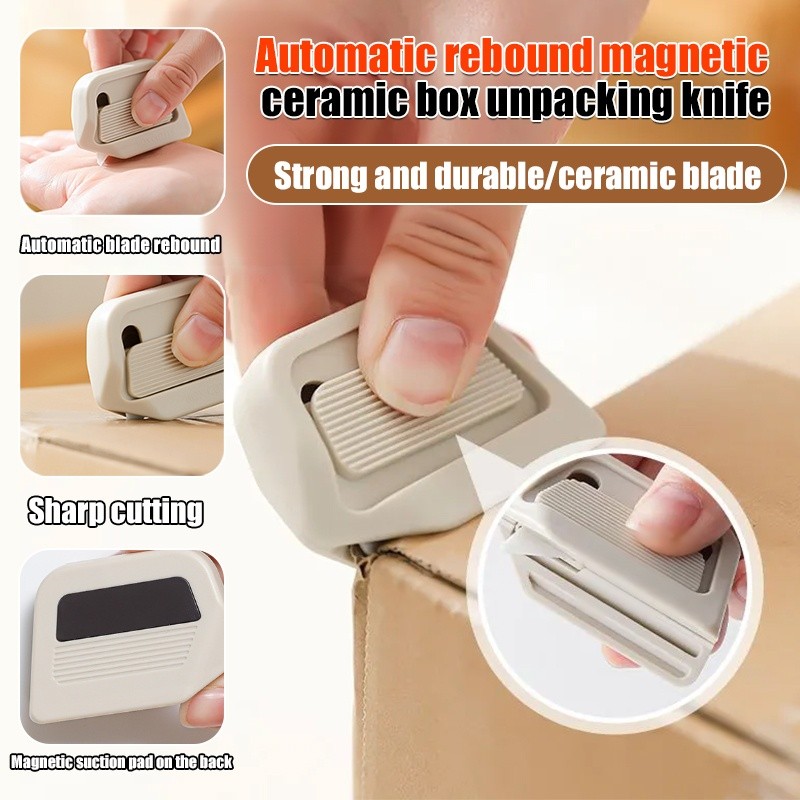 

✨Pisau bongkar keramik portabel/pisau pengaman bongkar anti lengket magnetik rebound otomatis/khusus untuk membongkar paket ekspres/Safety Magnetic Portable Knife Box Removal Special Express
