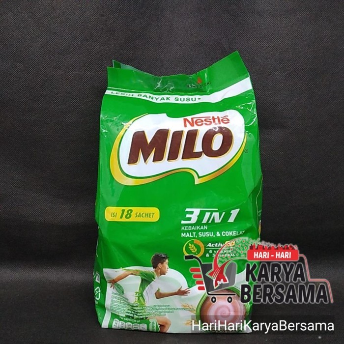 

MINUMAN BUBUK SUSU NESTLE MILO 3IN 1 ACTIV-GO 18'S X 35GR