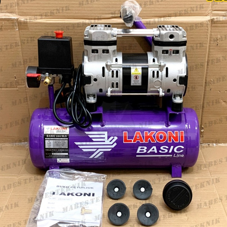 KOMPRESOR LAKONI BASIC 550 SL SERIES - TIPE OILESS TERBARU SILENT TANPA OLI 10 LITER - 0,75HP 550WAT