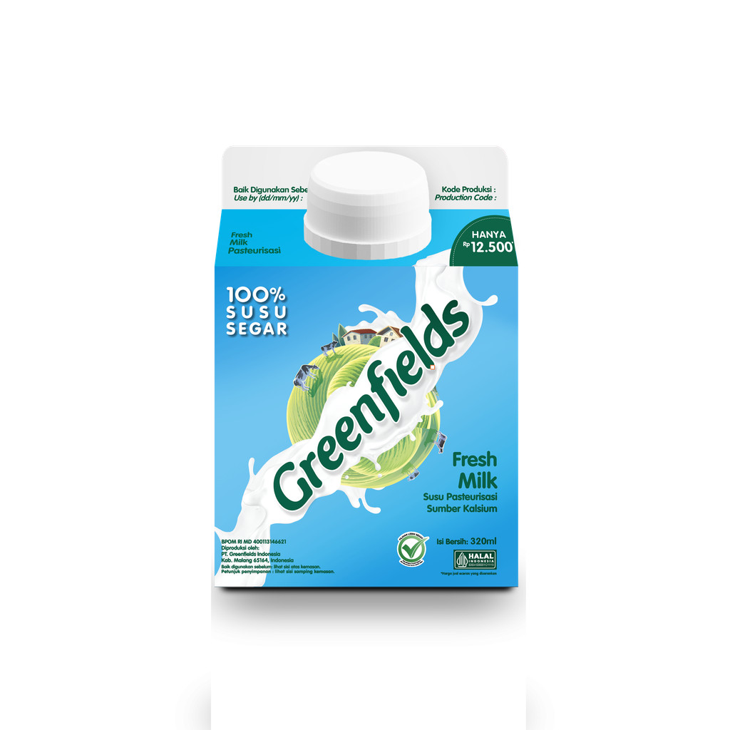 

Greenfields Fresh Milk 320 mL - Susu Segar Pasteurisasi Plain