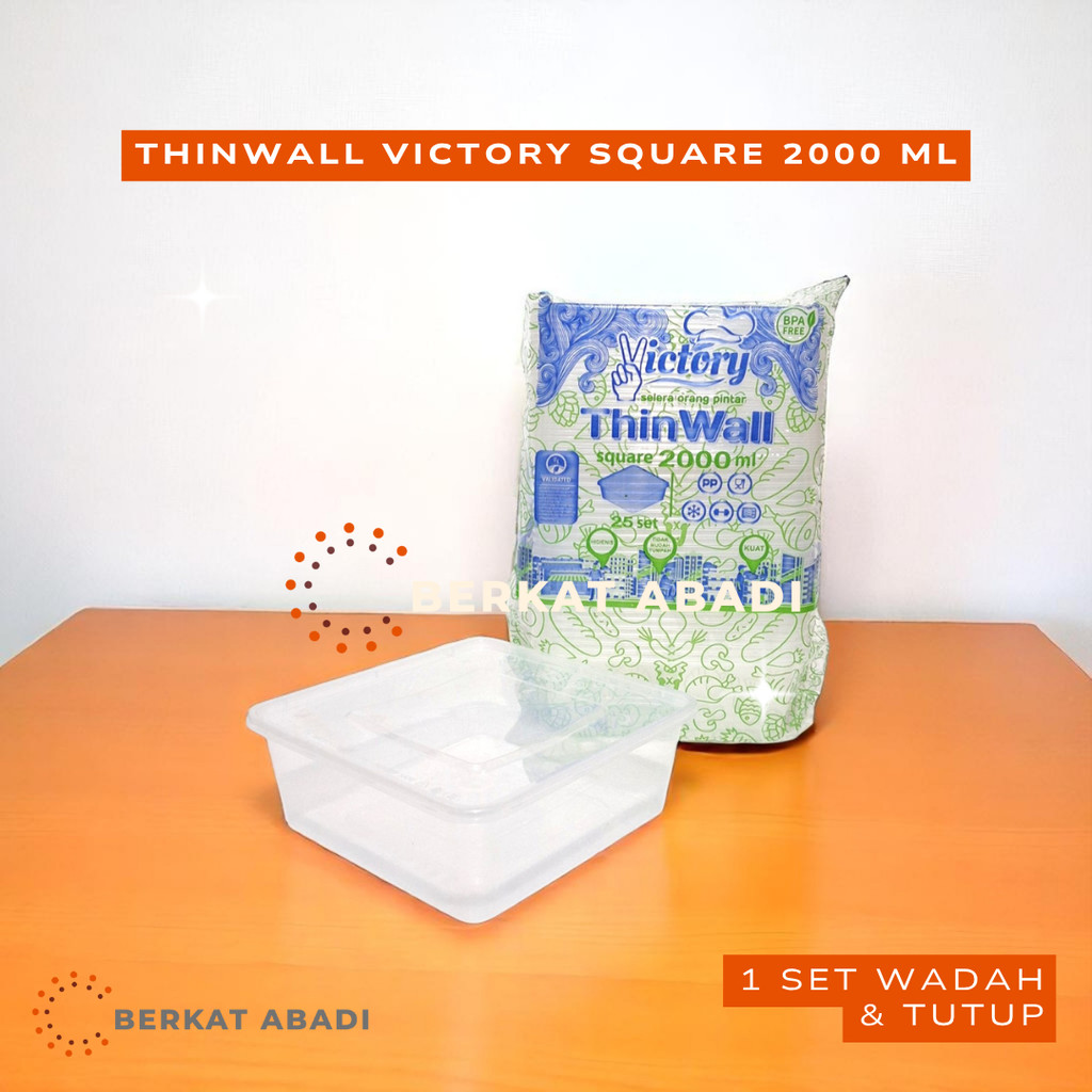 THINWALL SQUARE 2000 ML VICTORY Kotak Mika Plastik