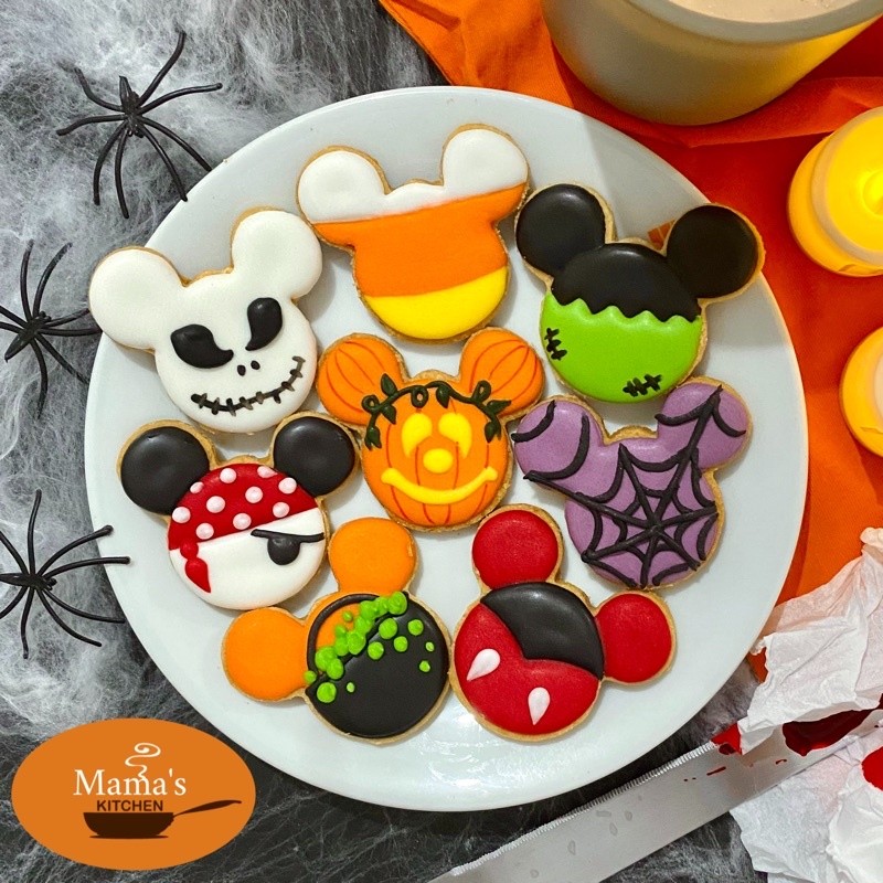 

BIG 7cm Halloween Mickey Cookies (Halloween / Kukis Collection) - Sugar Cookies / Decorated Cookies / Kukis Hias