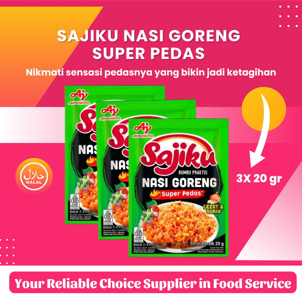 

3 Pcs Sajiku Bumbu Nasi Goreng Pedas 20GR Penyedap Rasa Praktis