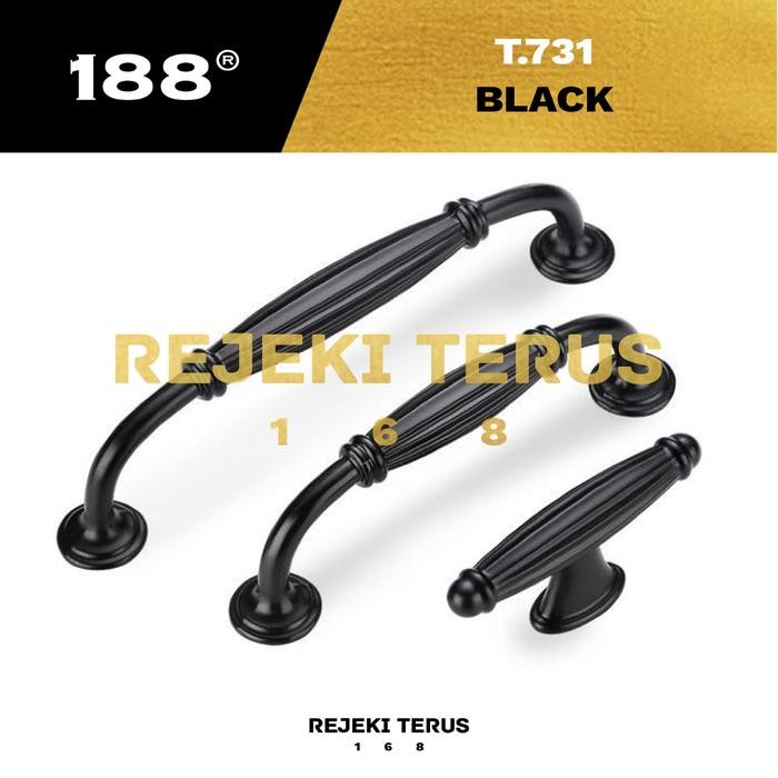 Tarikan Handle 731 BLACK Hitam Pull Bar Handle Tarikan Klasik Laci Gagang Pintu Lemari Dapur