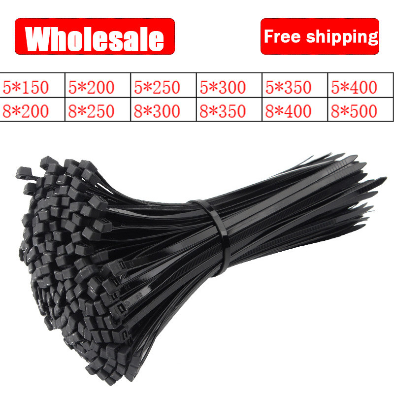 

Wholesale Self-locking Plastic Nylon Cable Tie Black 5*200mm Cable Tie Fastening Ring 8*400mm Large Cable Tie Zip Wrap Strap Tie