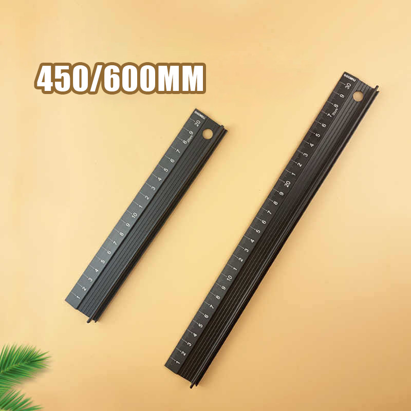 

60/45CM Penggaris Lurus Aluminum Alloy Anti Slip Pengerjaan Kayu Marking Safety Cutting