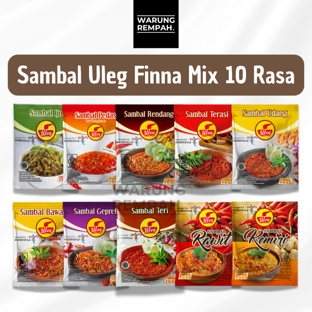 

TermurahPaket Mix Sambal Uleg Finna Lengkap 10 Varian 1 Pcs/Jenisnew