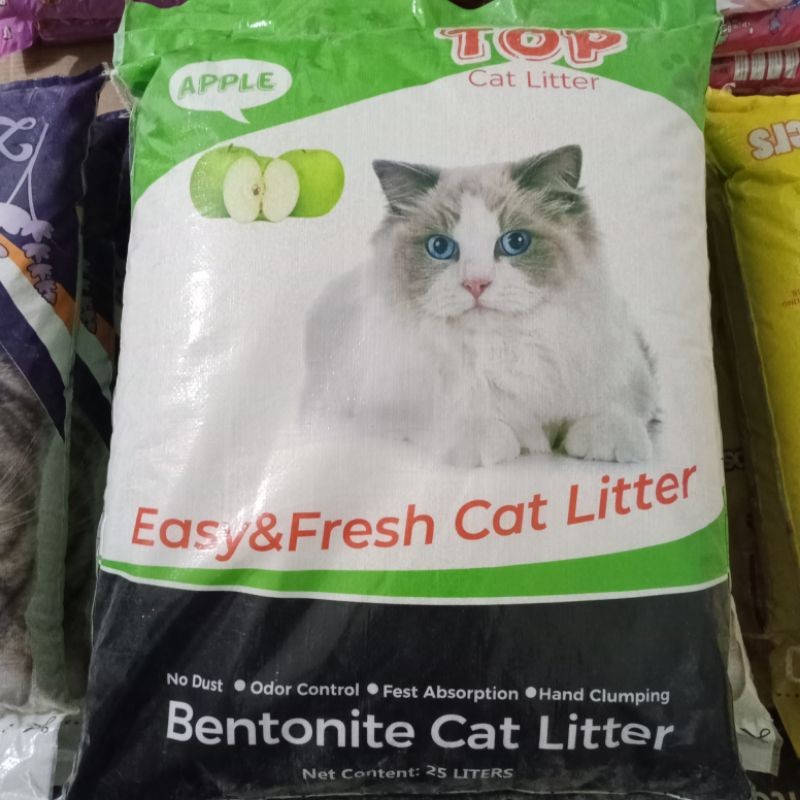 Pasir wangi gumpal TOP cat litter 25 litter Apel | Pasir kucing TOP cat litter 25 litter CO