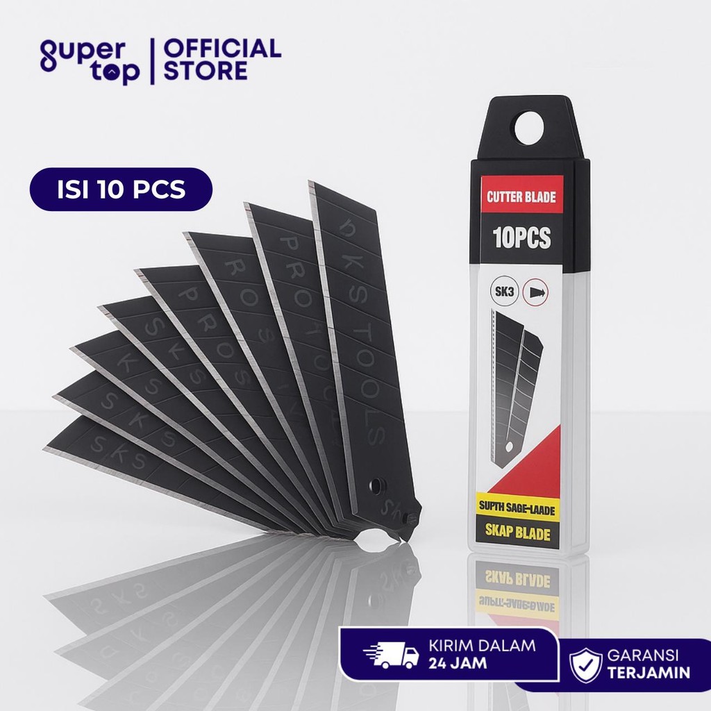 

Isi Ulang Cutter 18mm Jumbo 10PCS Warna Hitam Besar / Refill Cutter Pisau Potong Besar Tajam