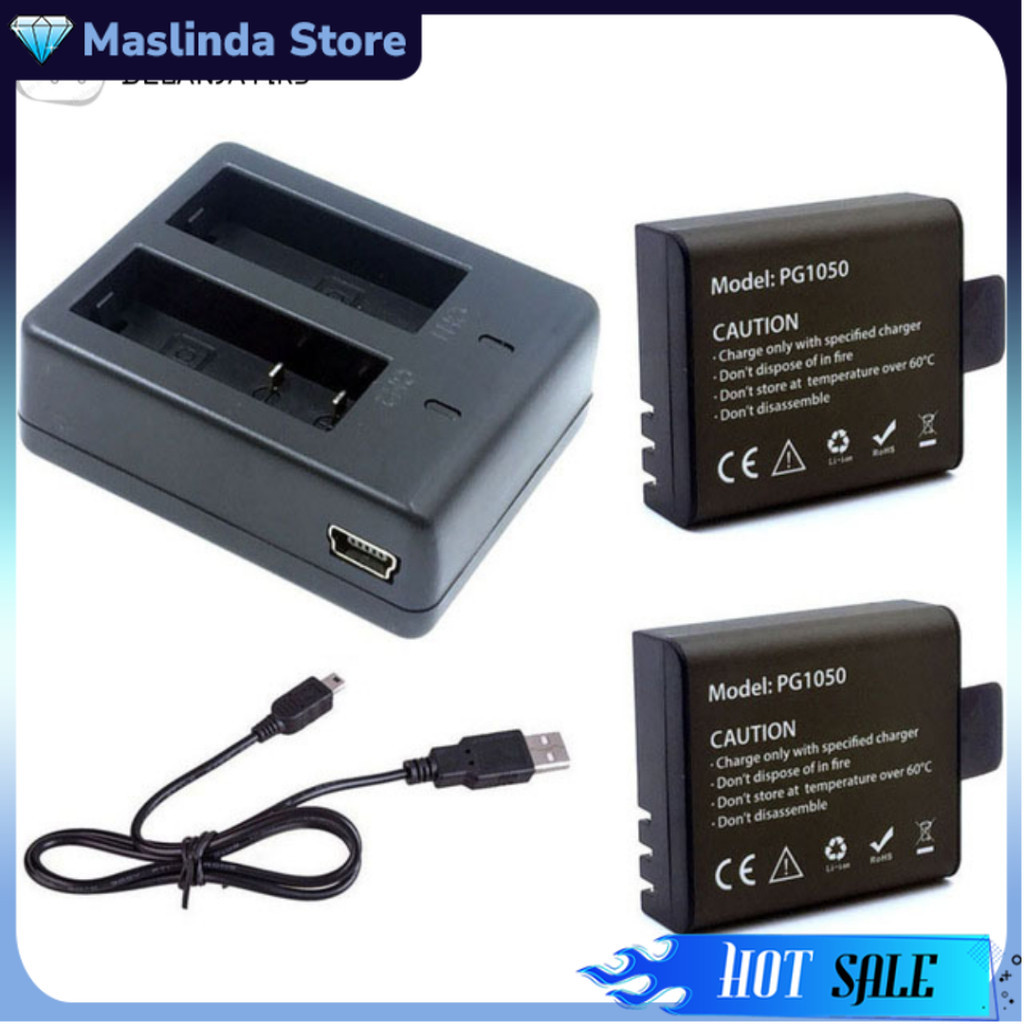Charger Baterai 2 Slot Gratis 2PCS Baterai for EKEN H9 H9R SJCAM