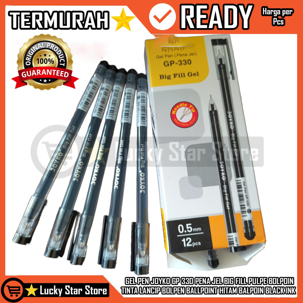 

Jk Bollpoint Lancip Balpoin Gel Pen GP 330 Hitam 1 PCS 12 PCS Kotak Box Pak Ballpen Ball Pen Pena Balpen Luncip Runcing Black Hitam Jel Tinta Mata Alat Tulis Menulis Perlengkapan Sekolah Kerja Smp Sma Basah