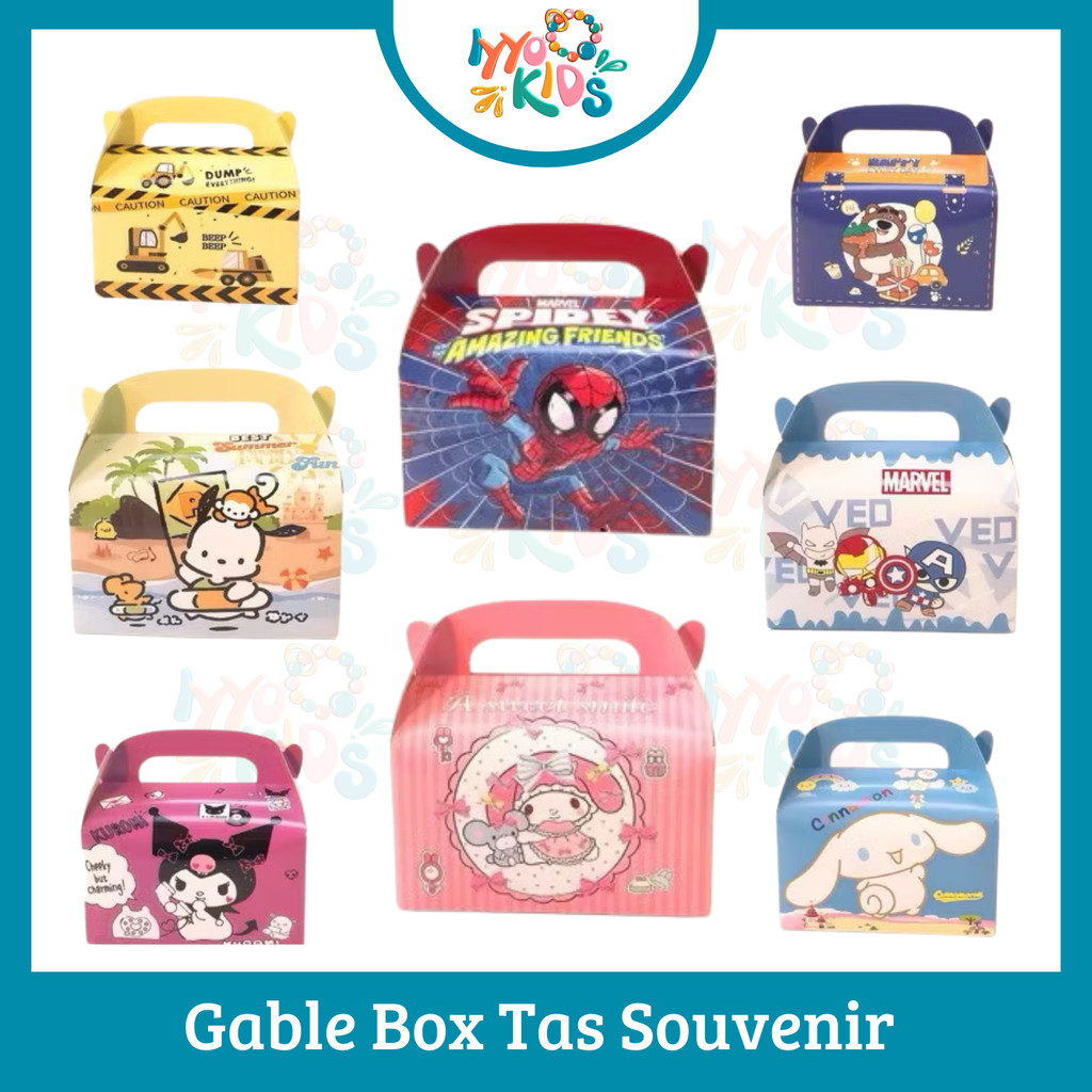 

IYYO KIDS | GB42 Gable Box Tenteng Hadiah Kado Souvenir Anak Souvenir Goodie Bag Kue Roti Snack Gable Box Karakter Super Hero Anak Lucu Kantong Bingkisan Mini