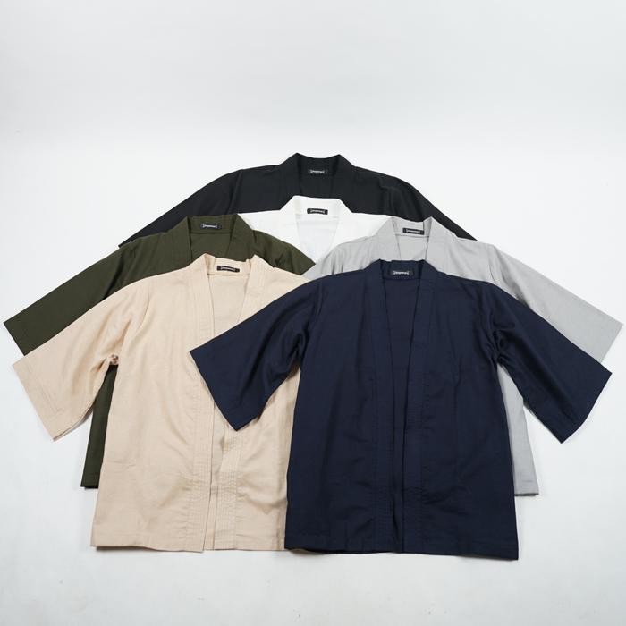 KEPOMP Kimono Outer Linen - Premium Quality - XXL, Hijau Army