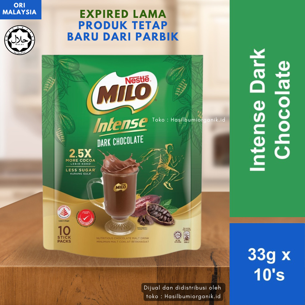 

NESTLE MILO Intense Dark Chocolate Bubuk Malt Coklat (33g x 10 sachet)
