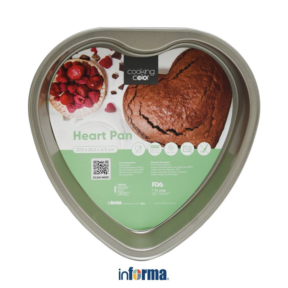 Informa Cooking Color Loyang Kue Heart - Gold Tray Adonan Wadah Panggang Kue Cetakan Keik Baking Pan