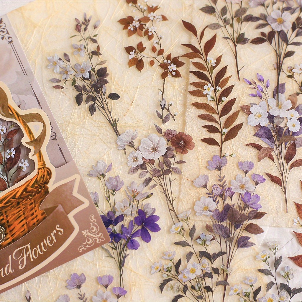 

Journamm 30pcs Transparent PET Flower Stickers Decorative Sticker for Scrapbooking Junk Journal Notebook Diary Collage Stickers