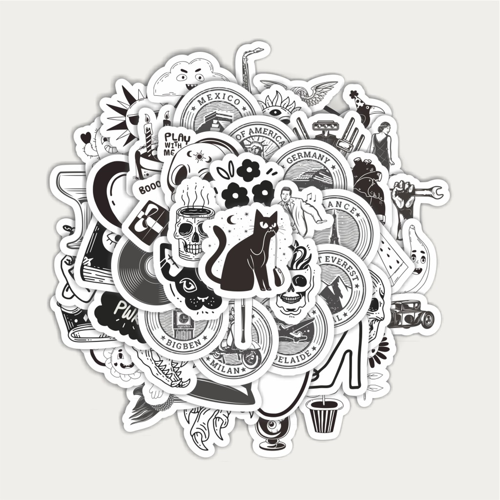 

Sticker Pack Sticker Hitam Putih Retro Sticker | Sticker TUMBLR | Stiker LAPTOP KOPER HELM