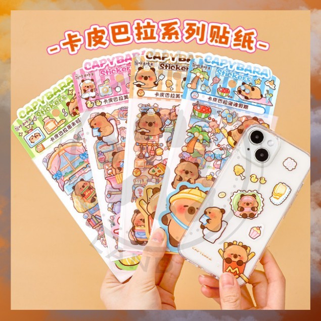 

ML Sticker Waterproof Kartun Kapibara Hologram Stiker Motif Capybara Gaya Korea Lucu Anti Air Ecer