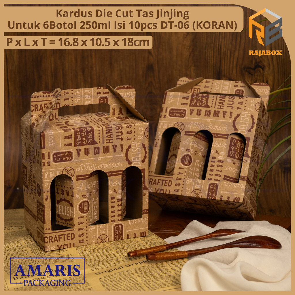

DT-06 Kardus Die Cut Tas Jinjing Botol 250ml x 6 Isi 10 Pcs