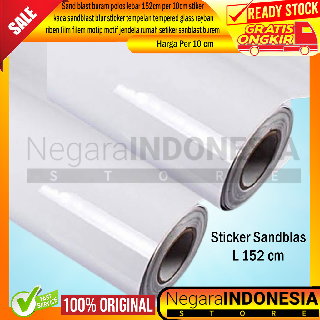Sand Blast Buram Polos Lebar 152cm Per 10cm Stiker Kaca Sandblast Blur Sticker Tempelan Tempered Gla