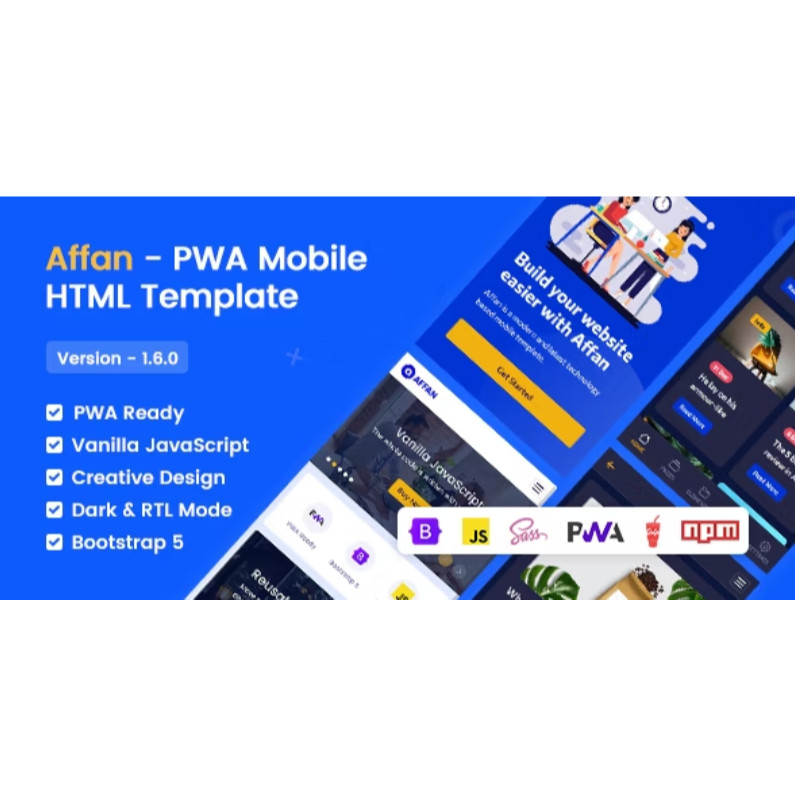 Affan v1.6 - PWA Mobile Apps HTML Template