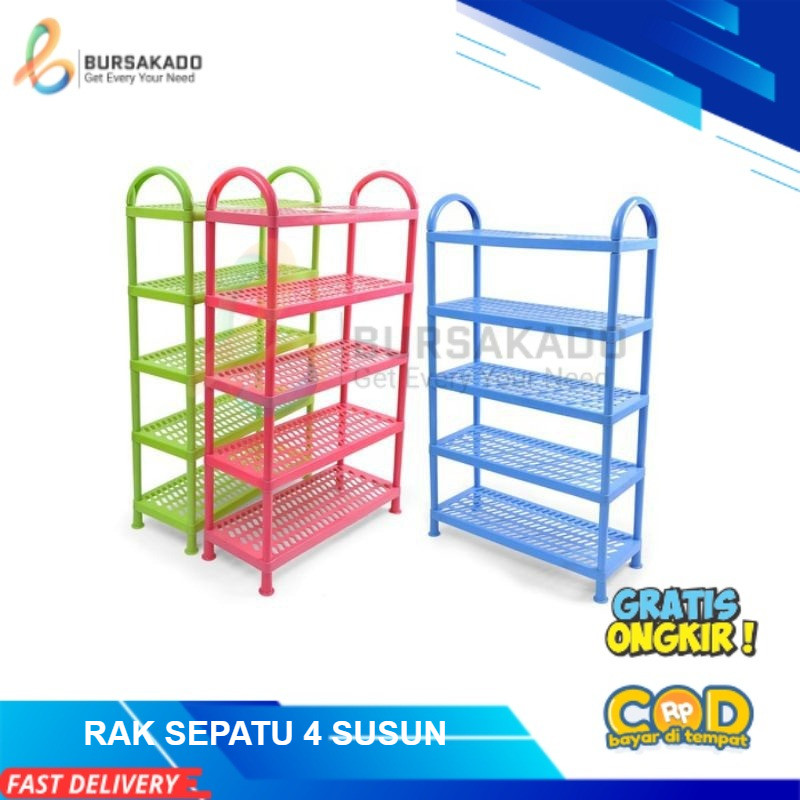 Rak Sepatu Plastik Susun 4 / Rak Sepatu Susun Plastik Minimalis Premium
