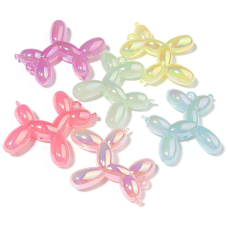 

5pcs/lot Color Acrylic Bead Ballon Dog Pendant Beads for Jewelry Making DIY Phone ain Key ain arms Material Wholesale