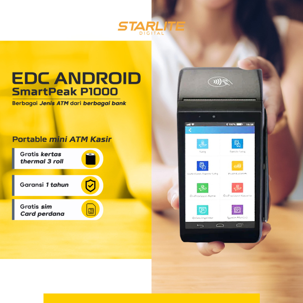 Mesin Edc Semua Bank Android Smartpeak P1000 5 Inch Portable Mini Atm Kasir Touch Screen
