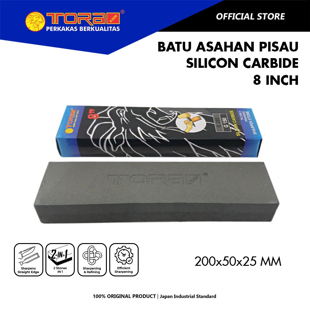 TORA Batu Asahan Pisau 8 Inch - Batu Asah Hitam Silicon Carbide