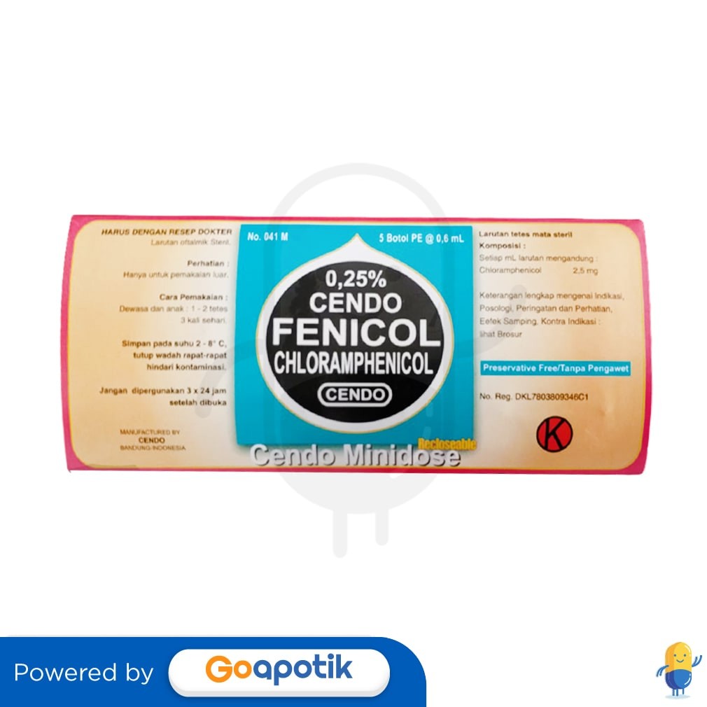 Cendo Fenicol 0,25% Tetes Mata Box 5 X 0,6 Ml Minidose