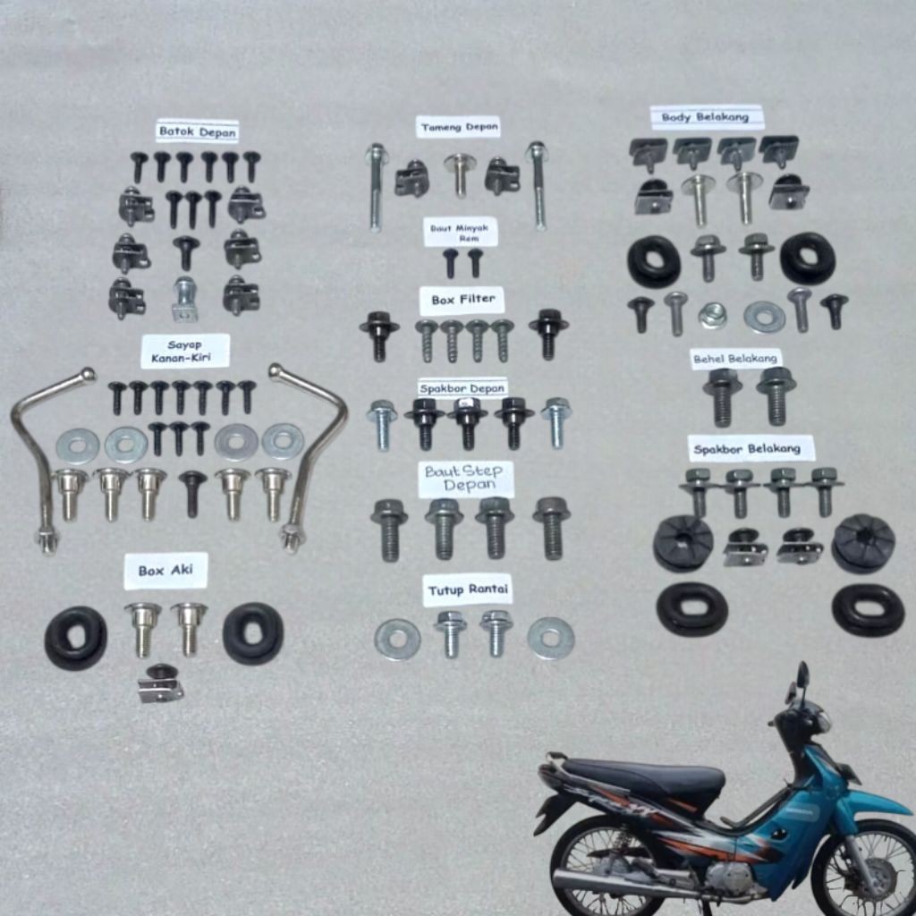 COD Baut Full Set Body Supra Double XX Supra V 100cc / Baut Lengkap Cover Body Bodi Honda Supra xx F