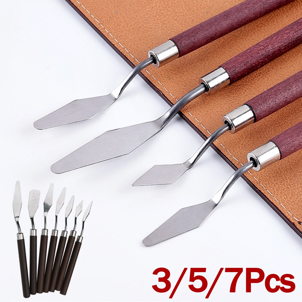 

3/5/7Pcs/Set Stainless Steel Oil Painting Knife Artist Spatula Art Tools Stationery Cake Baking Supplies Painting Drawing Cute