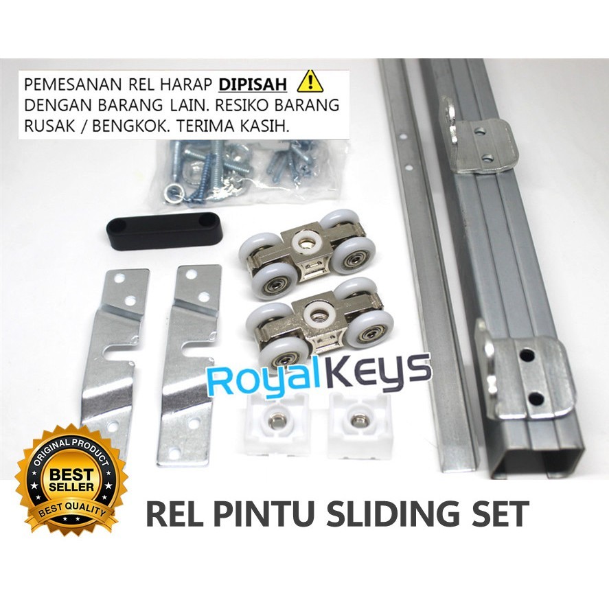 Rel Pintu Geser Sliding Galvanis Roda Komplit Set 160cm 180cm 200cm 210cm 240cmCO
