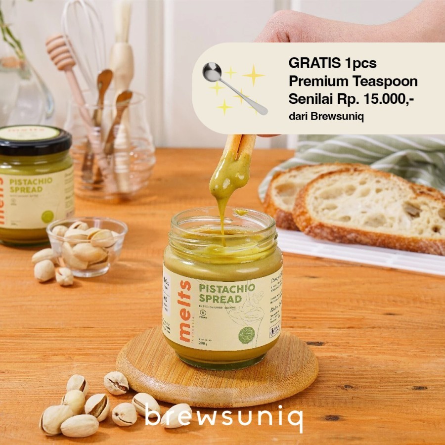 

Brewsuniq - Melts Spread | Selai kacang Pistachio Dubai chocolate cokelat Plant Based Vegan untuk Roti Bahan Kue Baking Pastry Topping