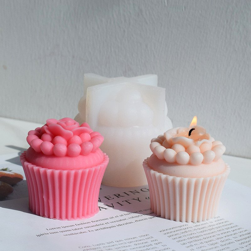 

3D Muffin Cup Flower Rose Candle Silicone Mold DIY Rose Paper Cup Cake Chocolate Baking Mould Handmade Soap Ice Cube Making Tool